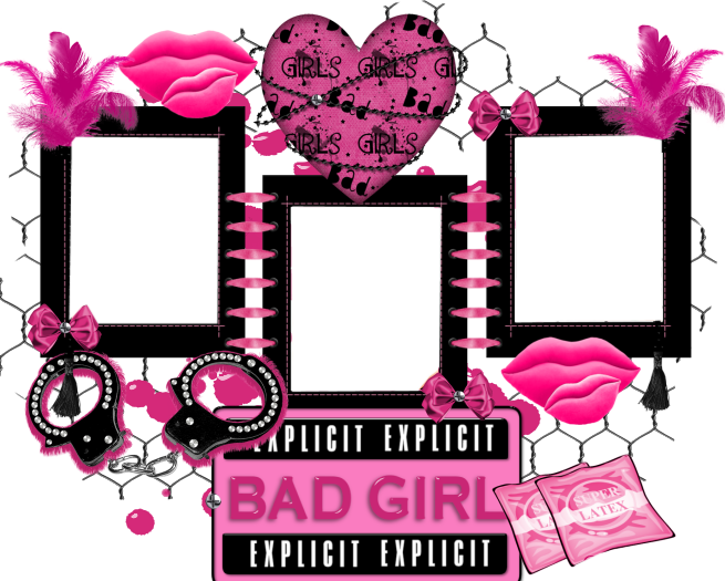 Pink Bad Girl Frame - Png Girl Photo Frame Clipart (655x525), Png Download