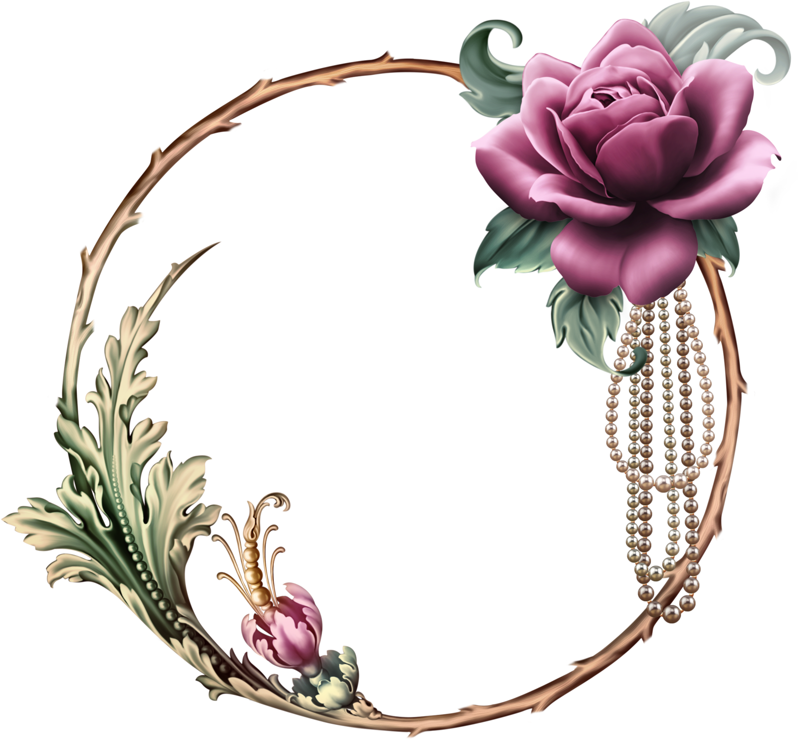 Framed Wallpaper, Quilling, Abstract Art, Clip Art, - Rose - Png Download (1600x1488), Png Download