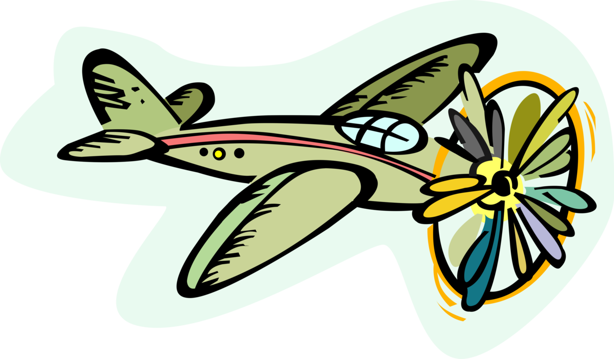 Vector Illustration Of Propeller Aircraft Airplane - Monoplane Clipart (1196x700), Png Download