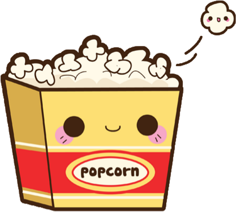 Cute Sticker - Kawaii Popcorn Clipart (1024x1017), Png Download