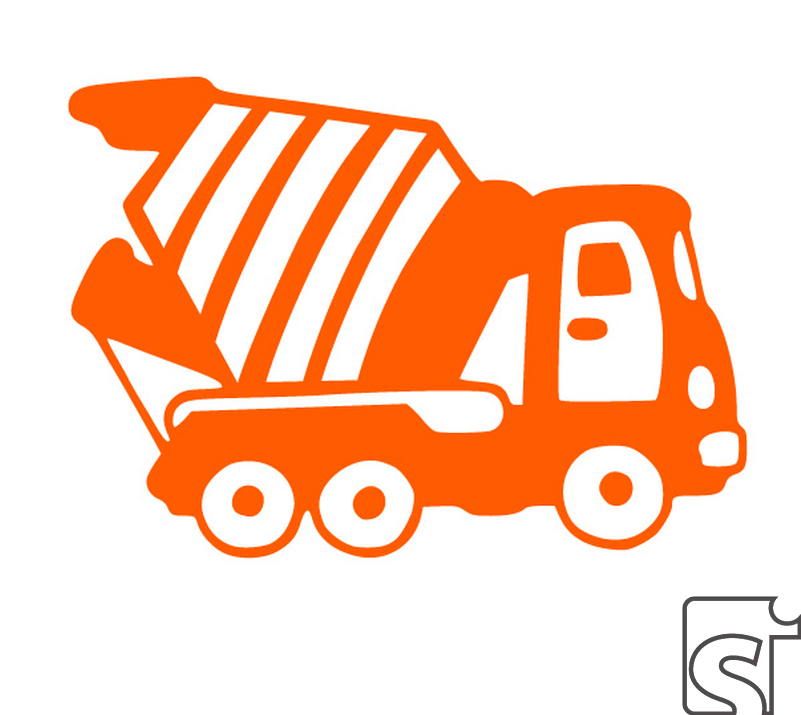 Betonmischer, Orange, Velours-motiv Clipart (800x800), Png Download