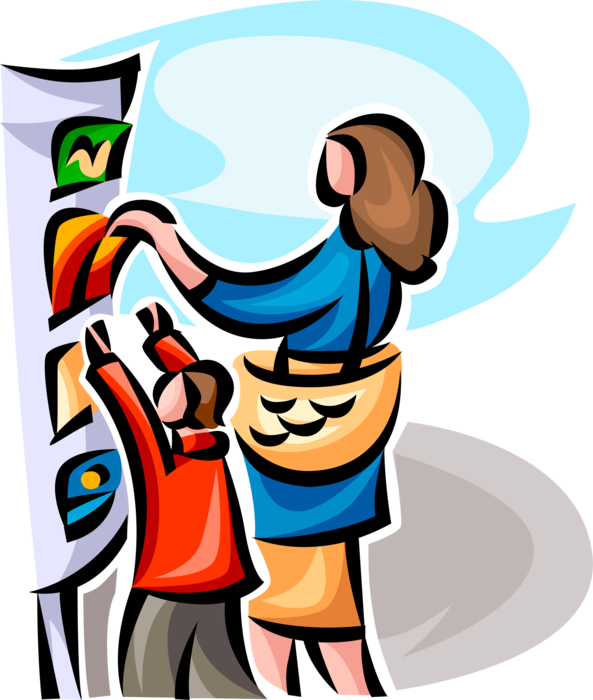 Mother With Child Buys Clipart (593x700), Png Download