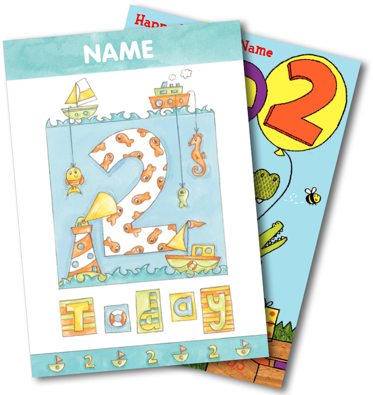 2nd Birthday Cards - Cartoon Clipart (800x800), Png Download