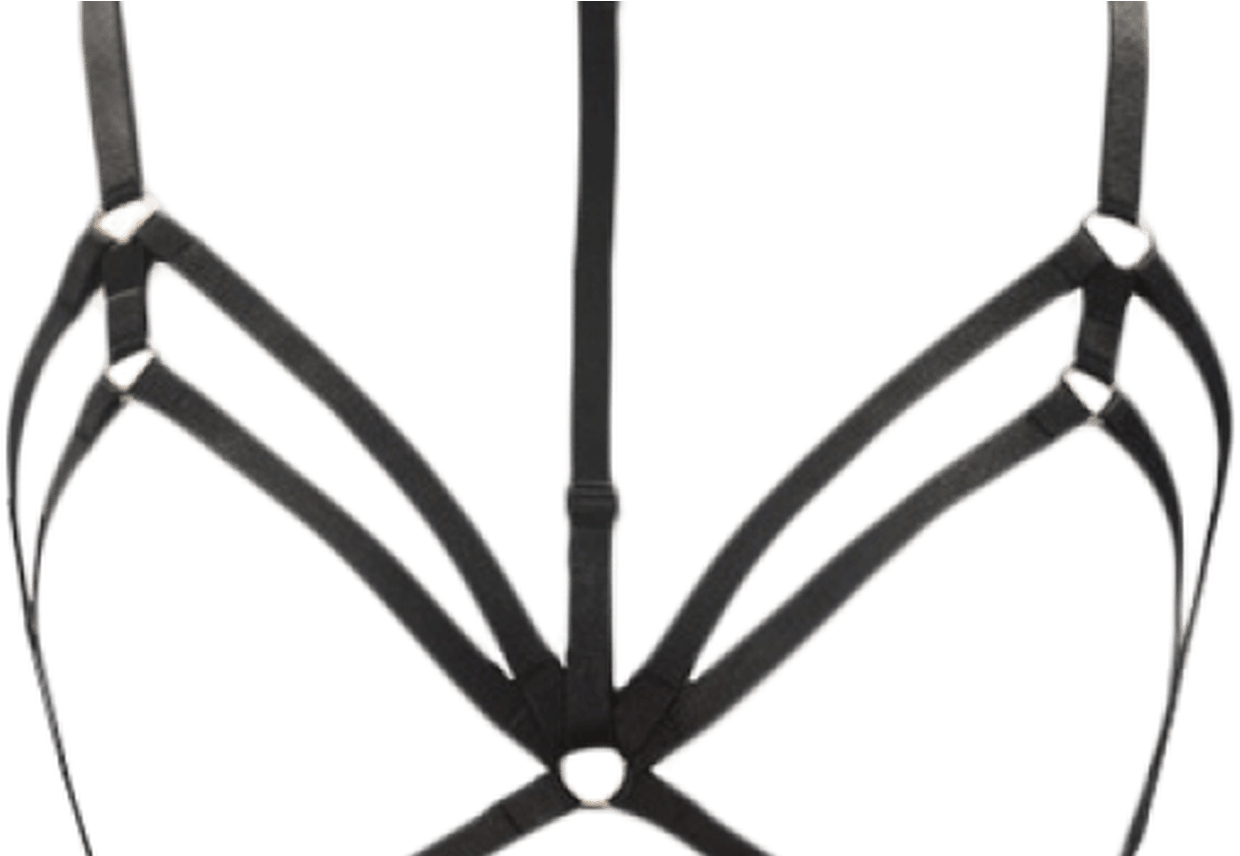 2018 Bra Bondage Harness Layered Body Jewelry In Black - Bondage Png Clipart (1368x855), Png Download