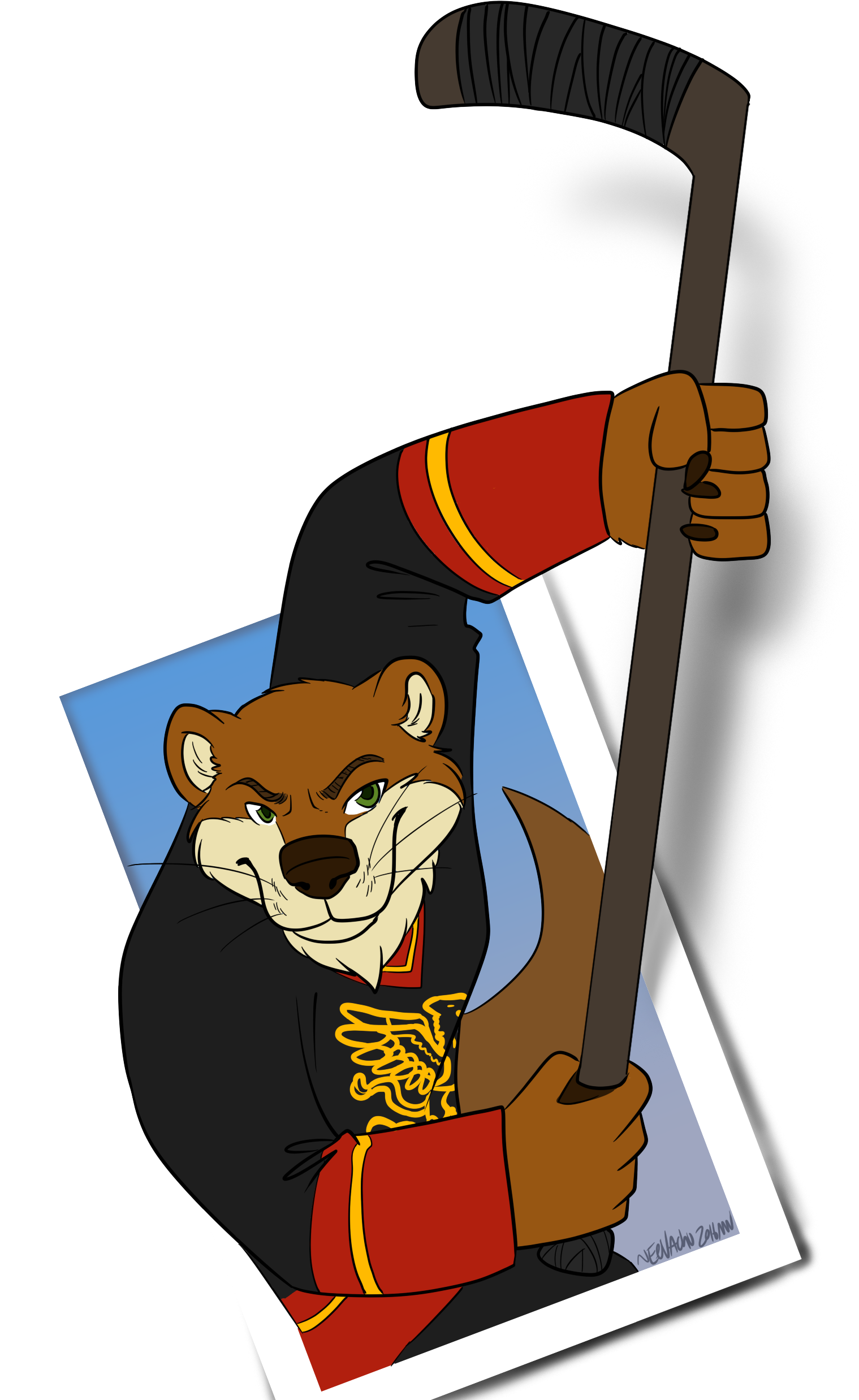 Hockey Otter - Cartoon Clipart (1780x2500), Png Download
