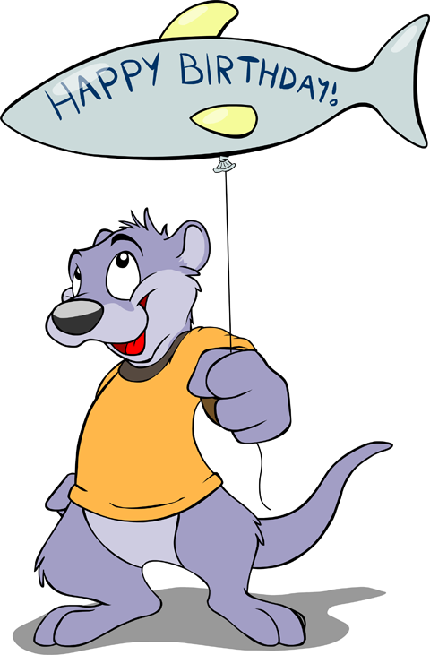 Birthday Otter - Cartoon Clipart (480x731), Png Download