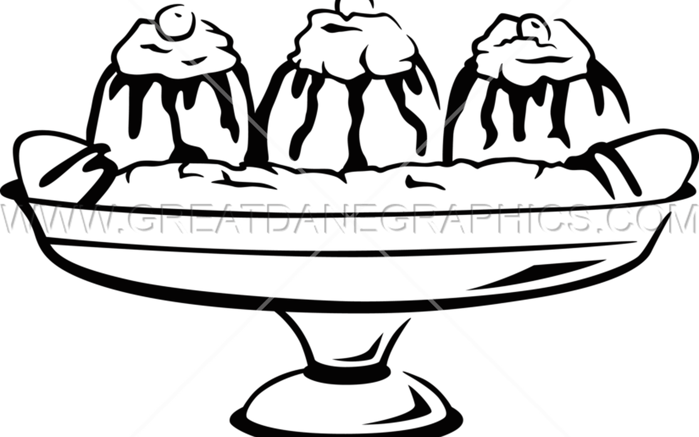 27 Banana Split Clipart Black And White Free Clip Art - Png Download (1368x855), Png Download
