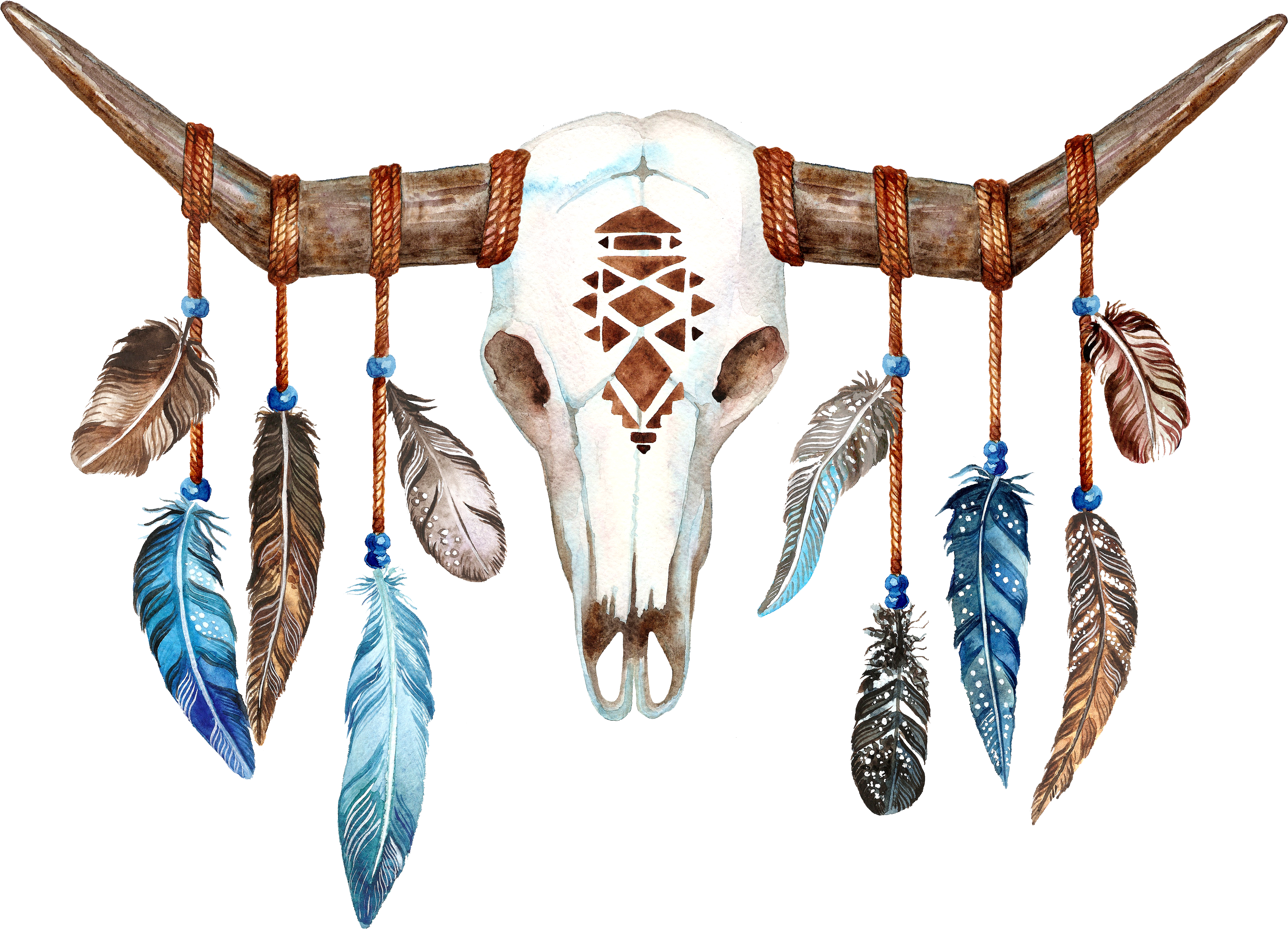 Sheep Skull Boho-chic Bull Longhorn Texas Clipart (5444x4740), Png Download
