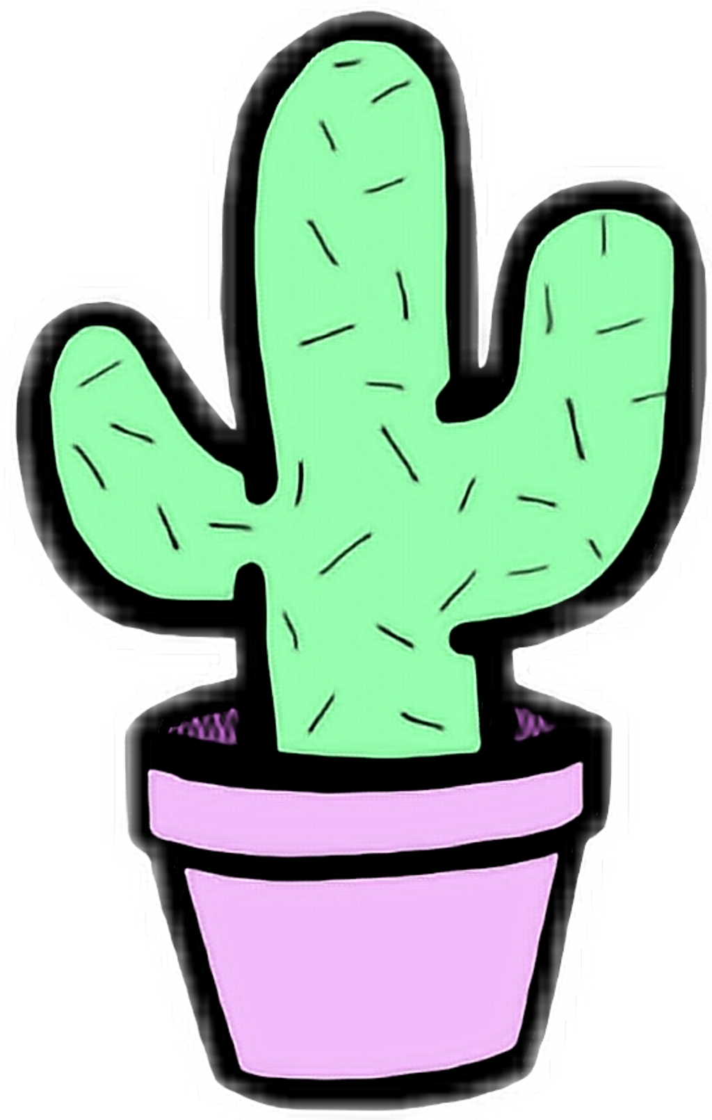 Kaktus Sticker - Cactus Drawings Clipart (1024x1611), Png Download