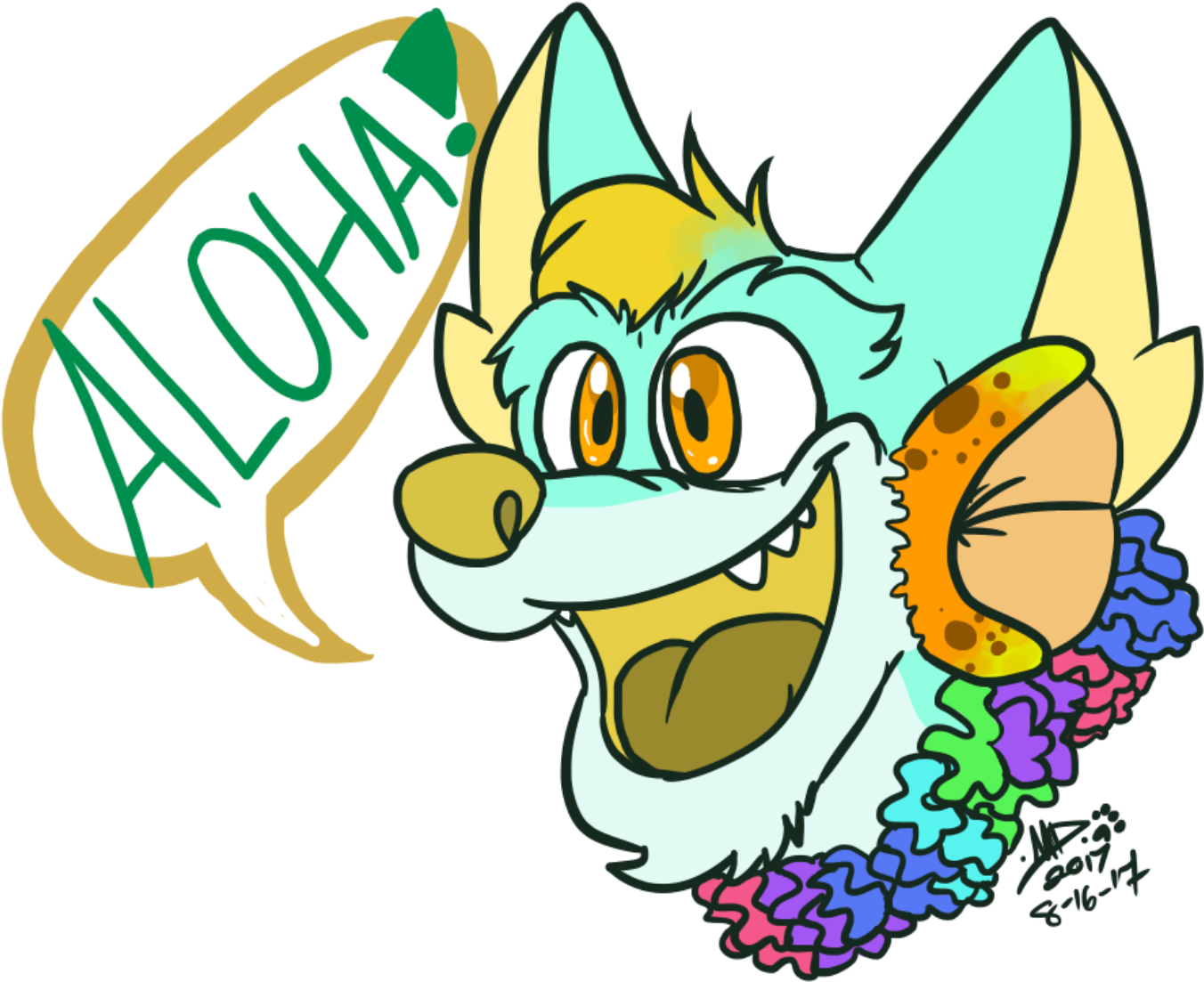 "aloha " Monroe Headshot - Cartoon Clipart (1600x1200), Png Download