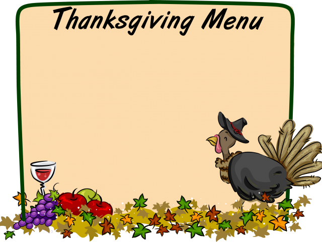 Cornucopia Clipart Thanksgiving Dinner - Thanksgiving Dinner Menu Clipart - Png Download (640x480), Png Download