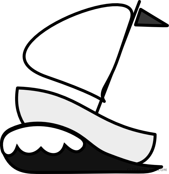 Sailboat Transportation Free Black White Clipart Images - Sailboat - Png Download (582x597), Png Download