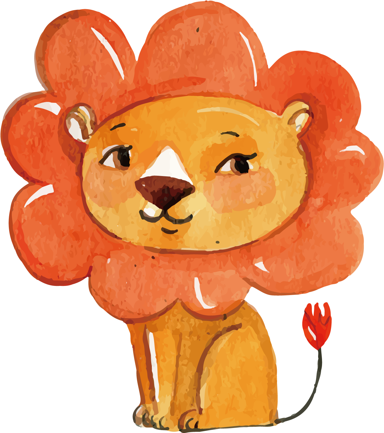 Lion Northern Giraffe Watercolor Painting - Watercolor Painting Clipart (1600x1600), Png Download