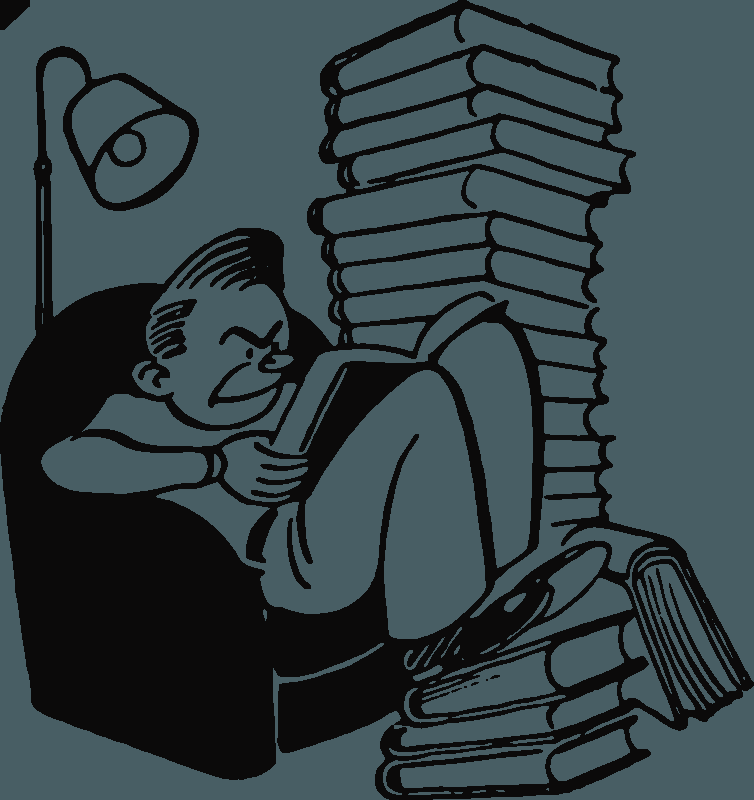 Studying Man Clipart Black And White - Png Download (754x800), Png Download