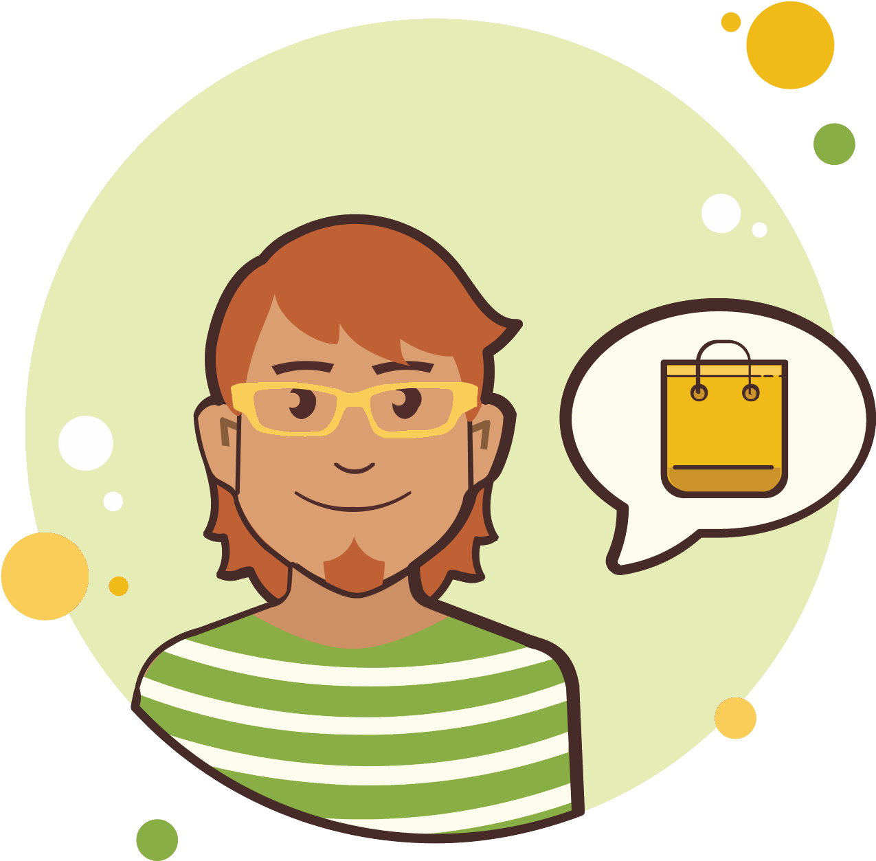 Mann In Der Gelben Gläser-einkaufstasche Icon - Cartoon Clipart (1600x1600), Png Download