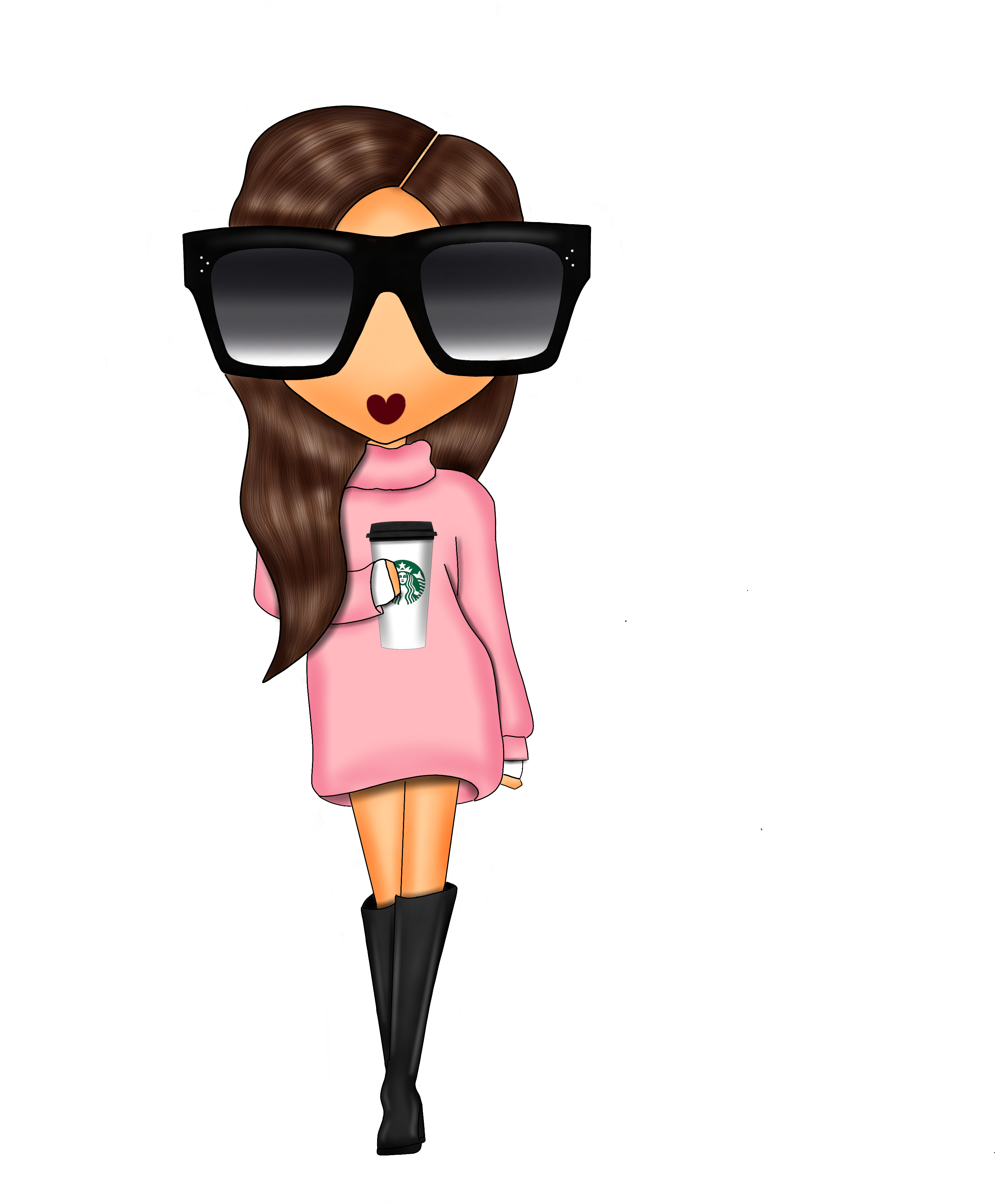 Full Size Of Drawings Of A Girl Colored Drawing Blowing - Drawing Clipart (3600x3600), Png Download