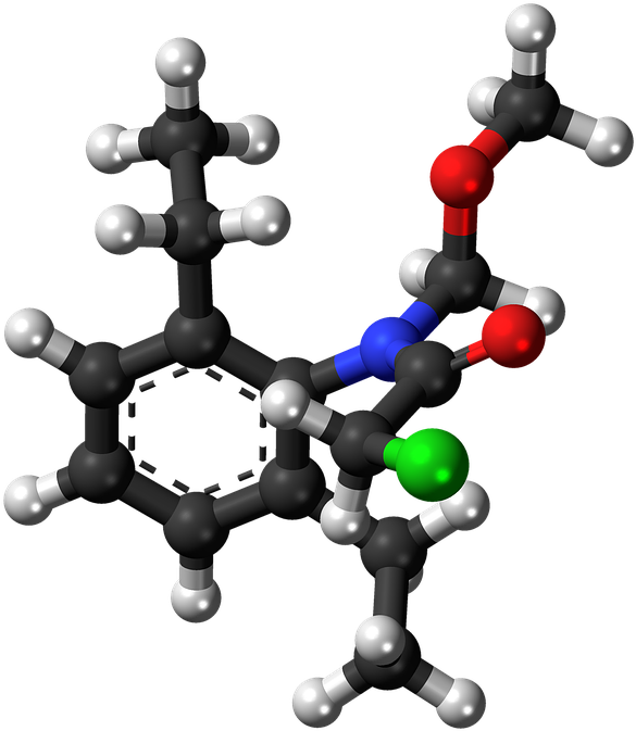 Alachlor, Herbicide, Molecule, Model, Chemistry - Yellow 4 Nitrophenol Clipart (632x720), Png Download