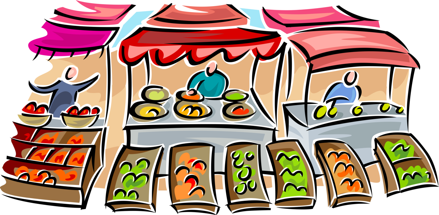 Download Vector Illustration Of Outdoor Farmer's Food Market Markt