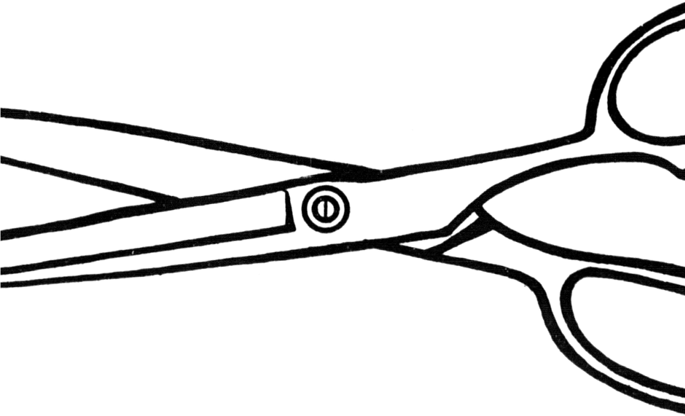 Vintage Hair Scissors Clipart Wikiclipart - Scissors Clipart Black And White - Png Download (1368x855), Png Download
