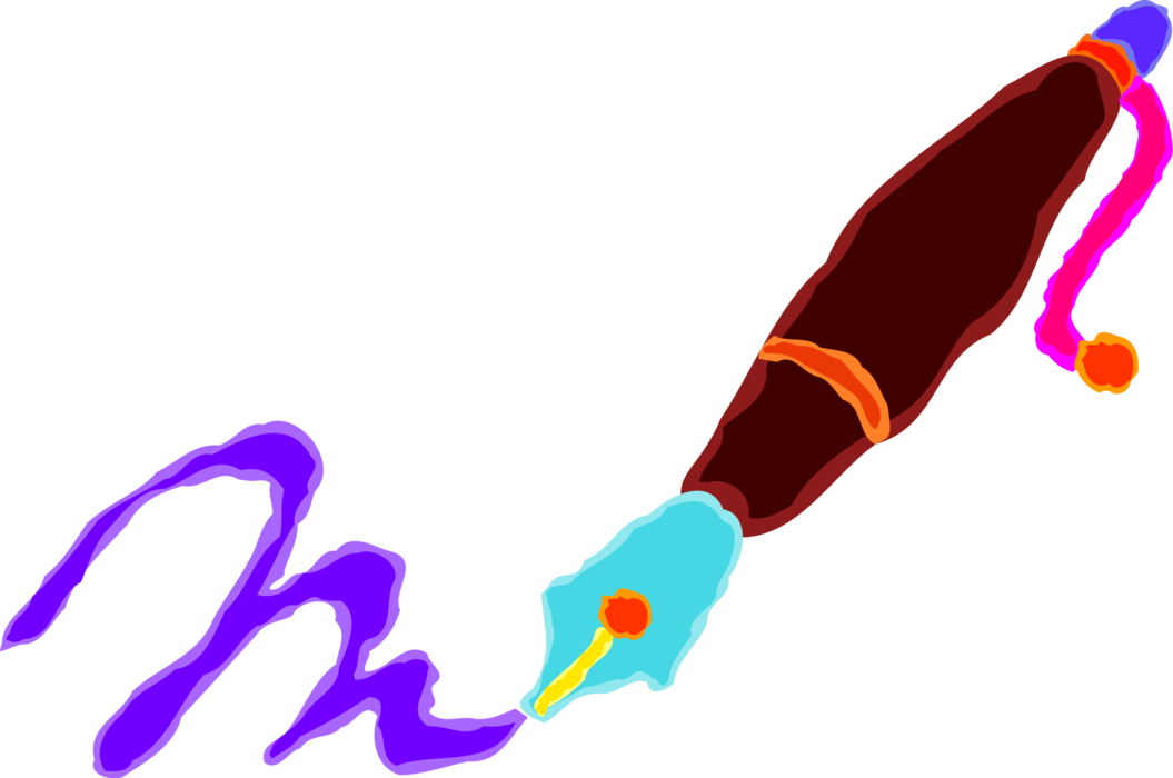 Vector Illustration Of Fountain Pen Writing Instrument - Big Writing Clipart (1055x700), Png Download