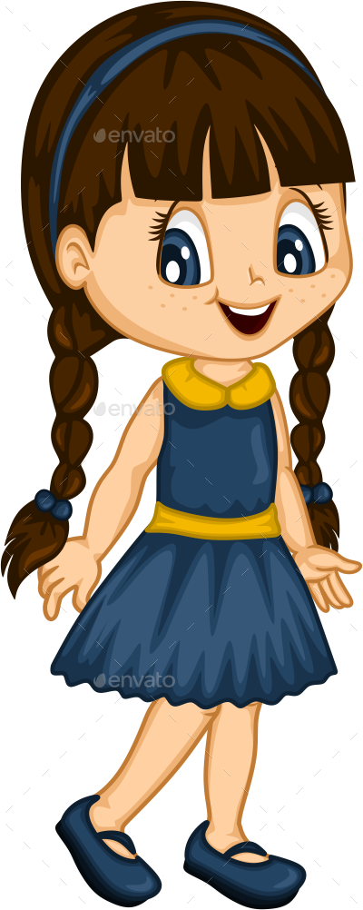 400 X 1002 38 - Cartoon Little Girl Clipart (400x1002), Png Download