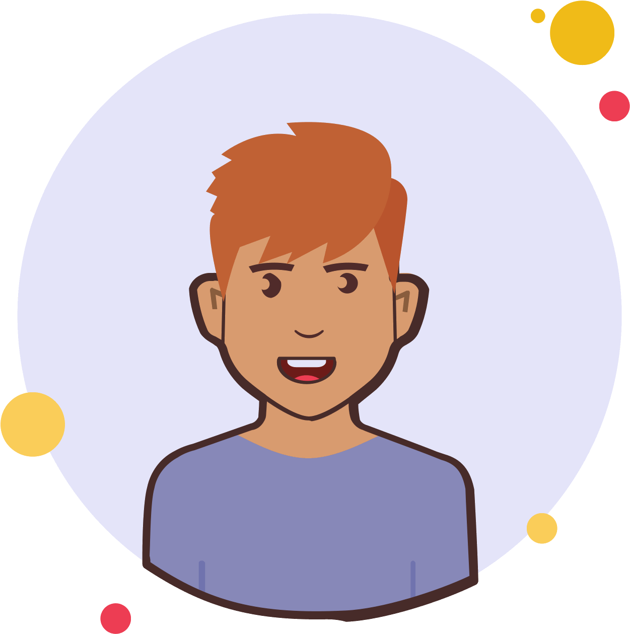 Ginger Man In Violet Shirt Icon - Cartoon Clipart (1600x1600), Png Download