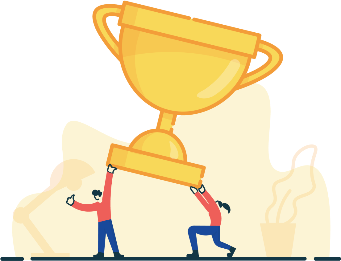 Illustration Of Two People Holding Trophy Clipart (1105x847), Png Download