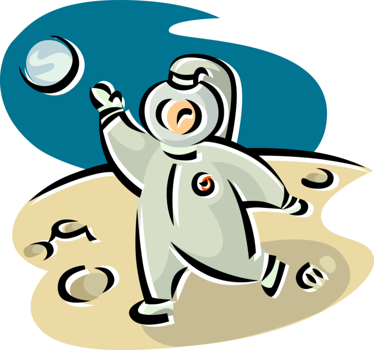 Vector Illustration Of Astronaut Explorer Walks On - Cartoon Clipart (749x700), Png Download