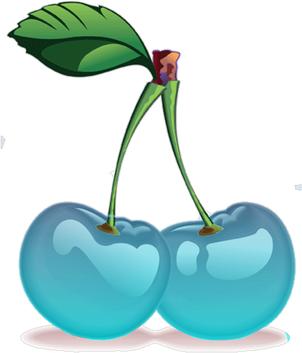 Blue Kawaii Cherry Blue Fruit Tropical Leaf Cute Yummy - Illustration Clipart (1024x1210), Png Download