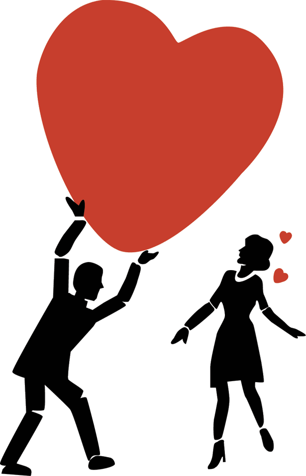 Heart Man And Lady - Illustration Clipart (600x934), Png Download