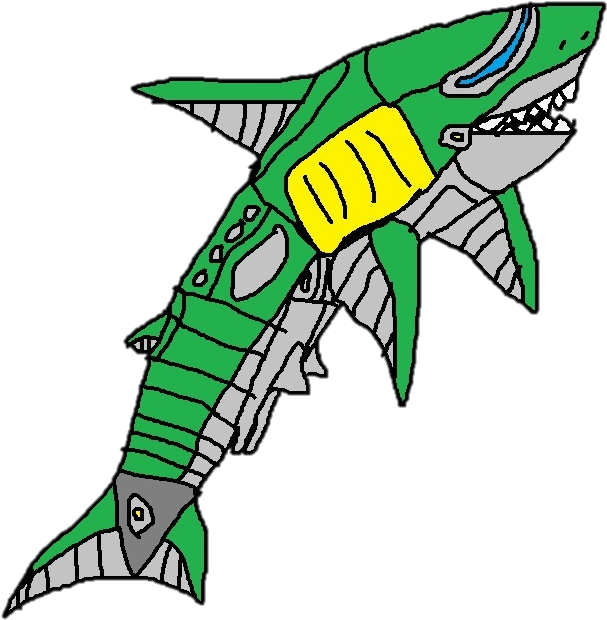 Green Shark Zord - Cartoon Clipart (637x634), Png Download