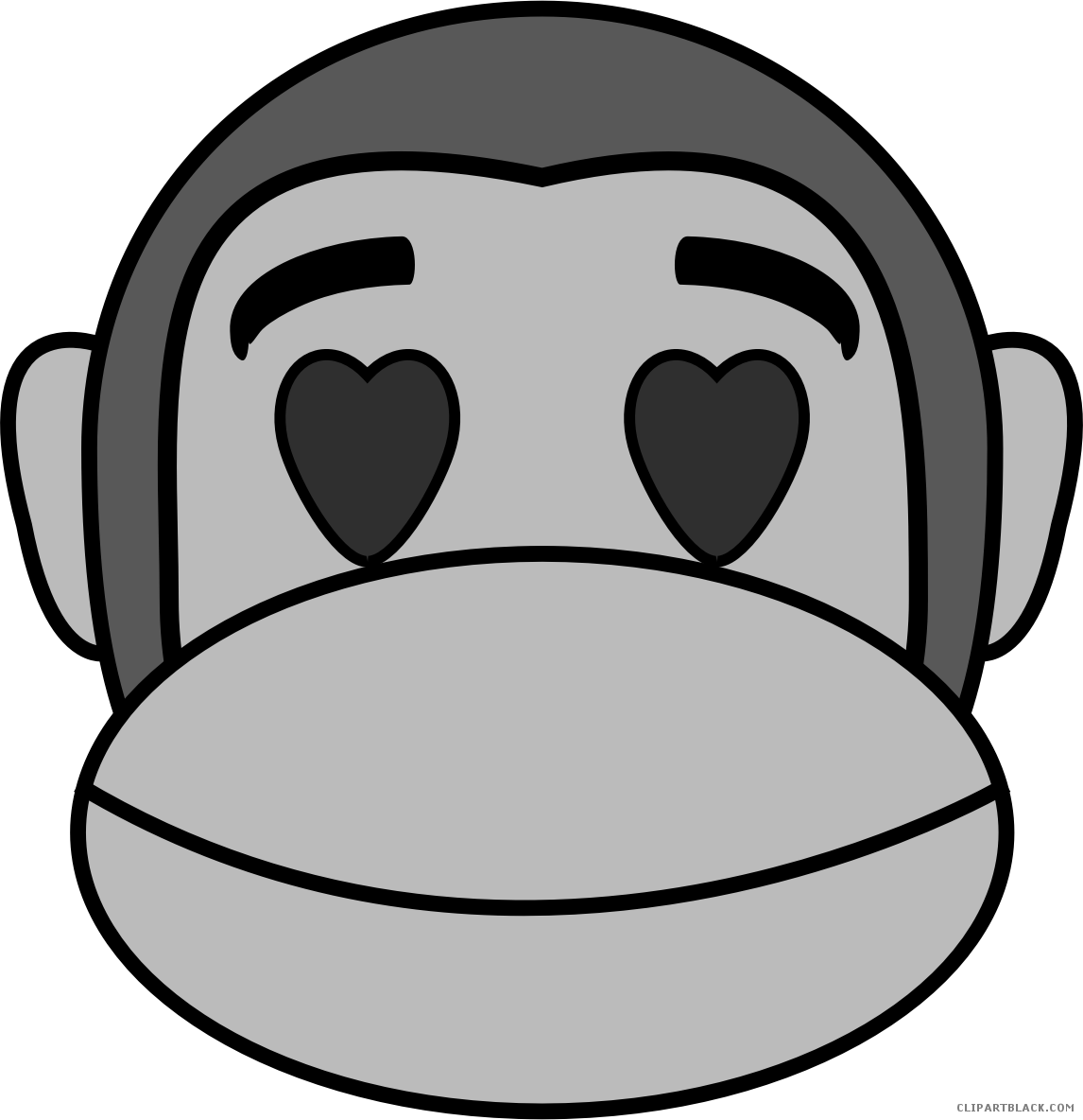 Monkey Emojis Animal Free Black White Clipart Images - Monkey Face Clipart - Png Download (1146x1184), Png Download