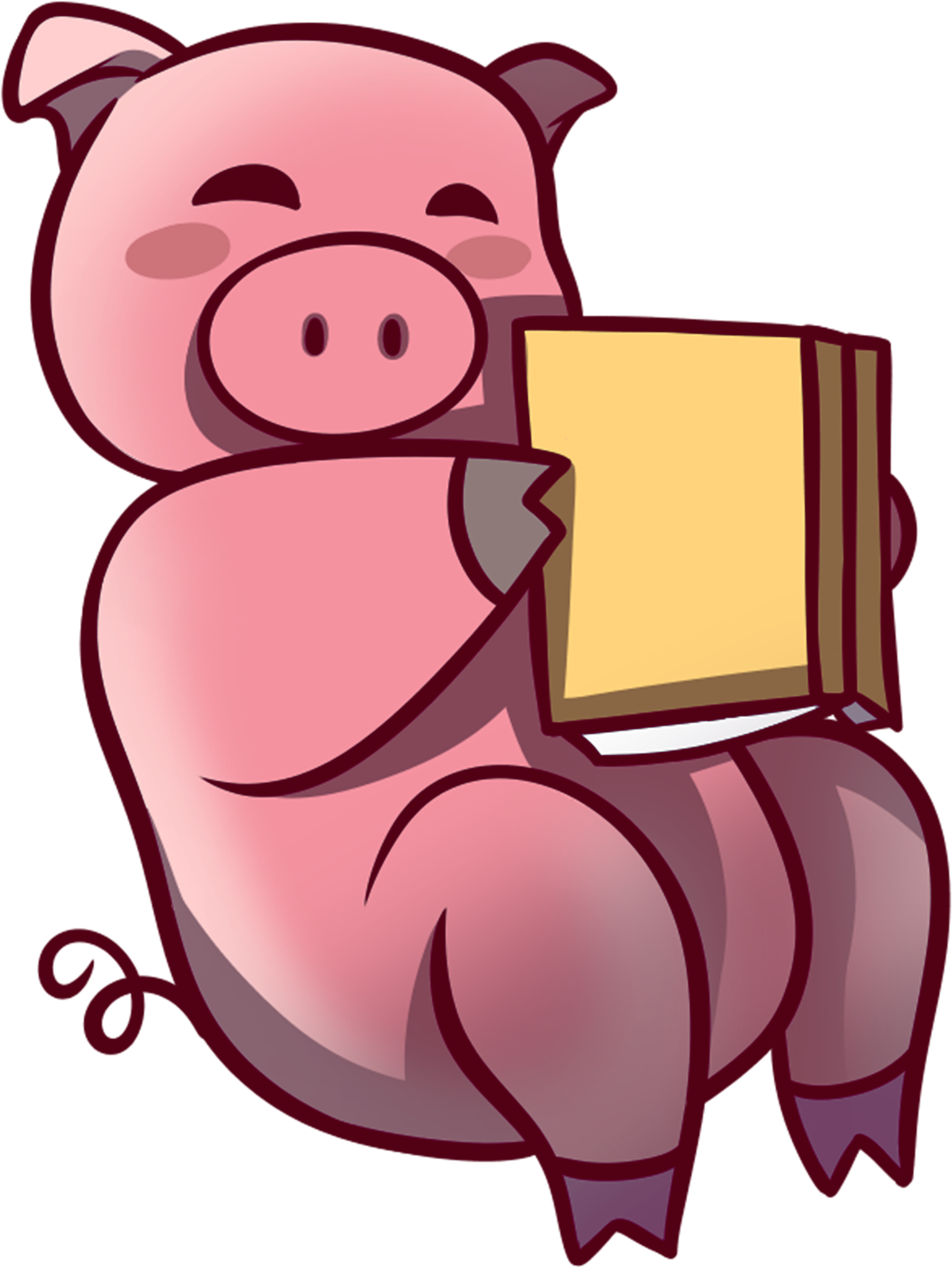 Pig Reading Book - Cartoon Clipart (2500x2500), Png Download