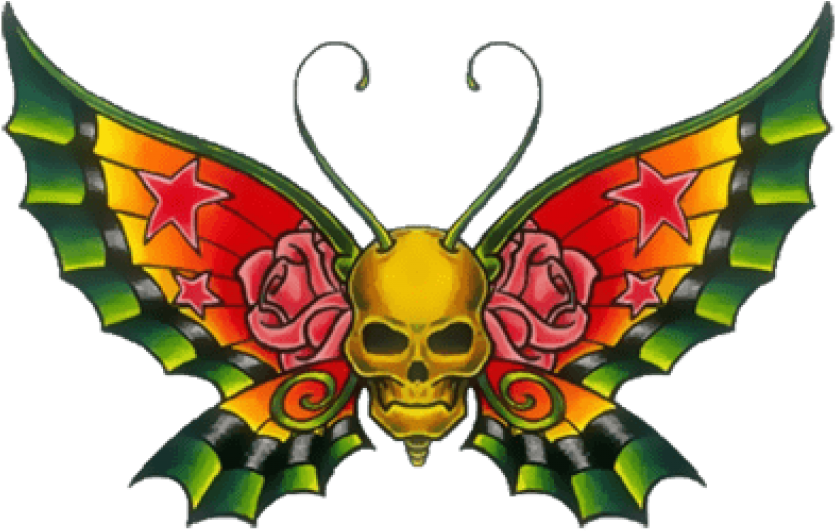 Free Png Skullbutterfly Png Images Transparent - Transparent Clipart Butterfly Tattoo (850x557), Png Download