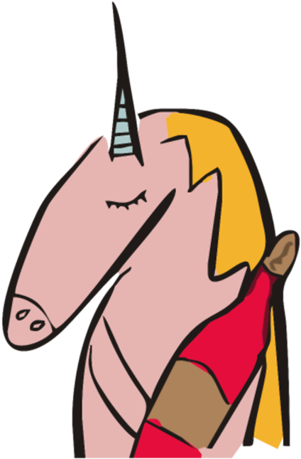 Unicorn And Wine - Cartoon Clipart (691x790), Png Download