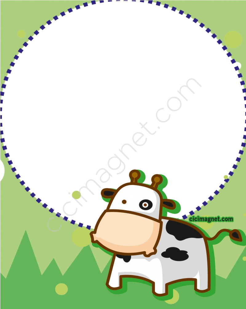 Yeşil Zemin Ve İnek Temalı Doğum Günü Magnetleri - Aniversario Tema Nuvem Adesivo Clipart (1000x1000), Png Download