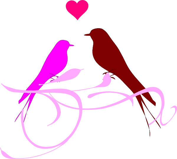 Bird Love Silhouette Vector Clipart (600x542), Png Download