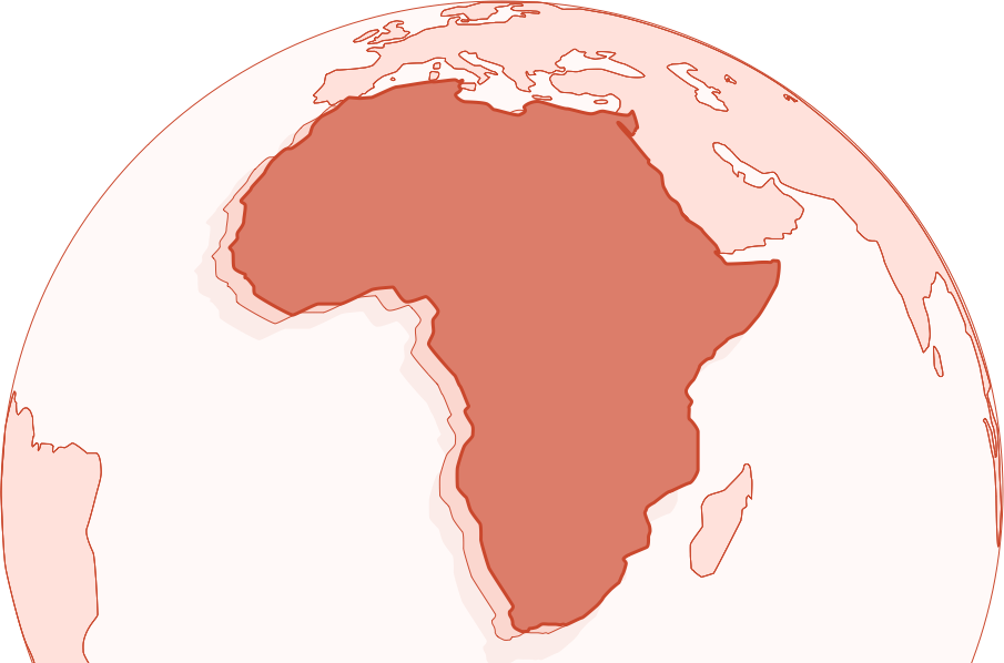 African Continent Centered On Globe - Africa Continent Outline Black Clipart (905x598), Png Download