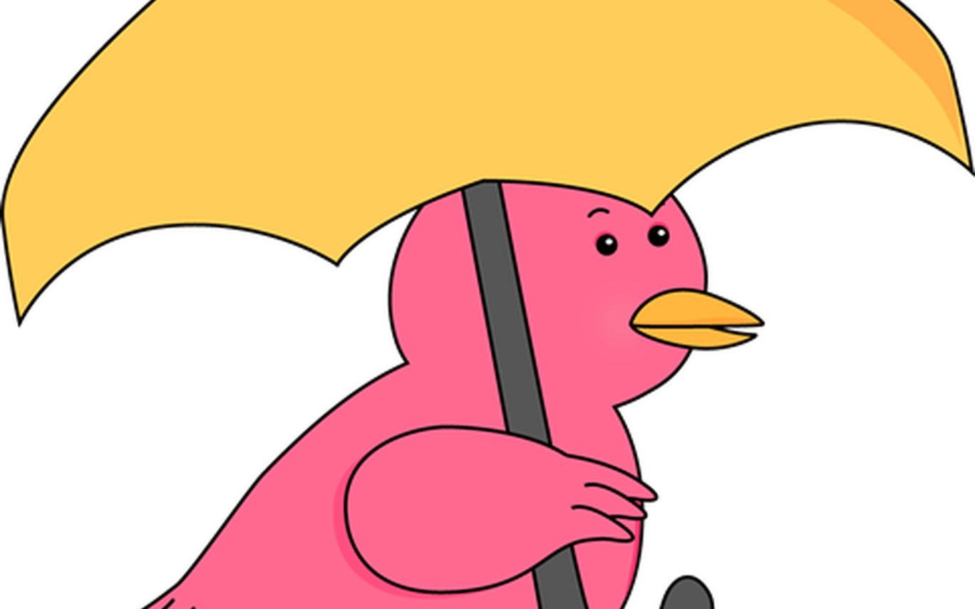 Bird Holding Umbrella Clip Art Bird Holding Umbrella - Cartoon - Png Download (1368x855), Png Download