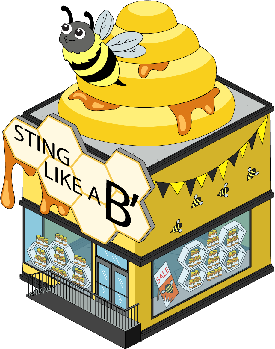 Sting Like A Bee Honey Shop Clipart (918x1165), Png Download