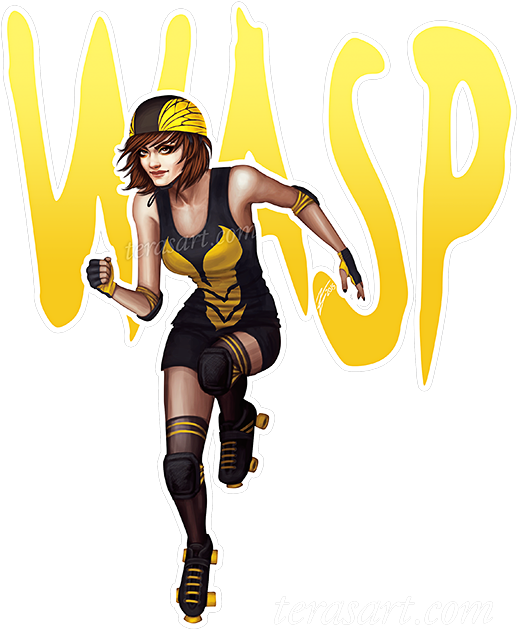 Wasp Janetvandyne Rollerderby Terasart Terasidebottom - Janet Van Dyne Fan Art Clipart (540x675), Png Download