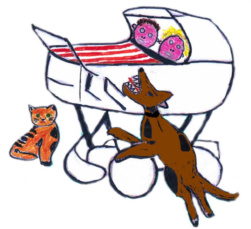 Dog And Pram Illustration - Cartoon Clipart (1008x893), Png Download