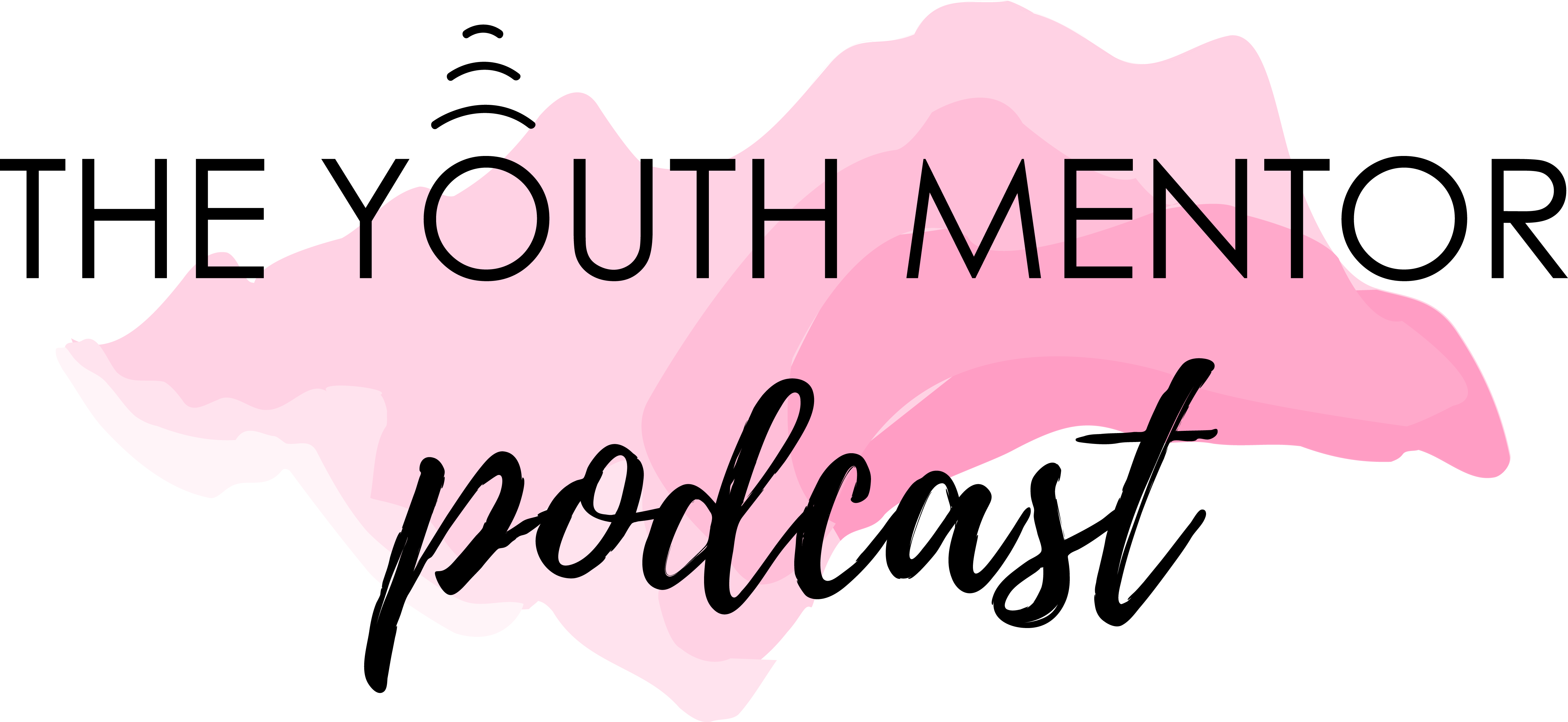 The Youth Mentor Podcast Logo Watercolour Pink - Calligraphy Clipart (4904x2259), Png Download