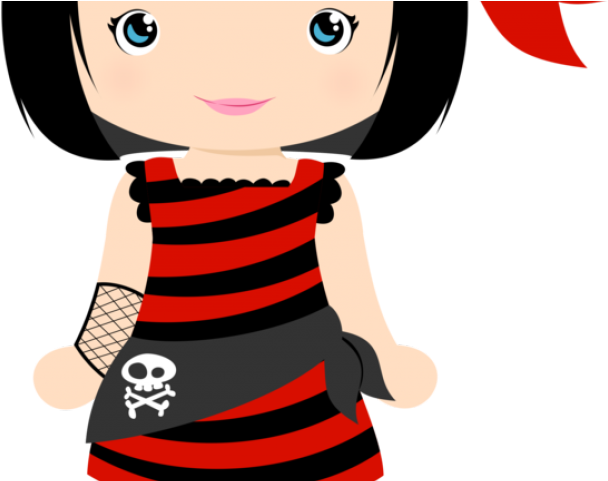 Pirate Clipart Watercolor - Girl Pirate Cartoon Transparent Background - Png Download (640x480), Png Download