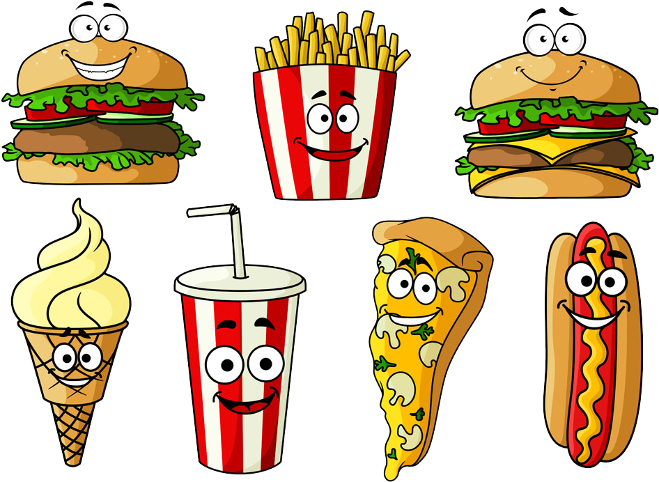 Hamburger Hot Dog Soft Drink Fast Food Cheeseburger - Ice Cream And Fries Clipart - Png Download (1024x724), Png Download