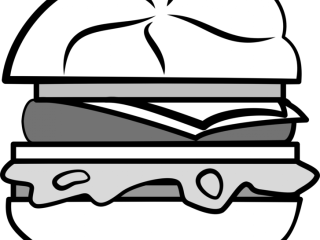 Burger Clipart Line Art - Hamburger - Png Download (640x480), Png Download