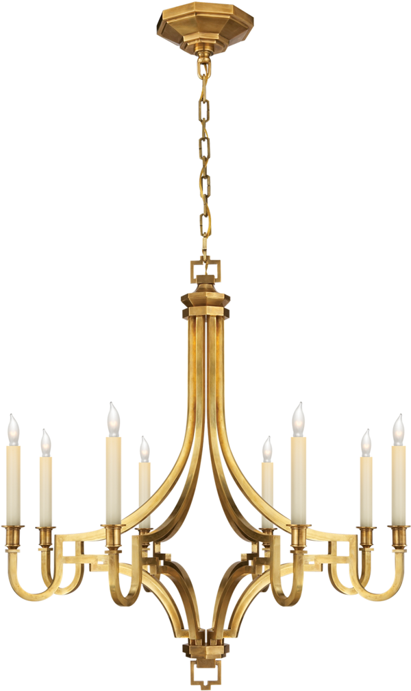 Mykonos Small Chandelier In Antique-burnished Brass - Visual Comfort Brass Chandelier Clipart (1024x1024), Png Download
