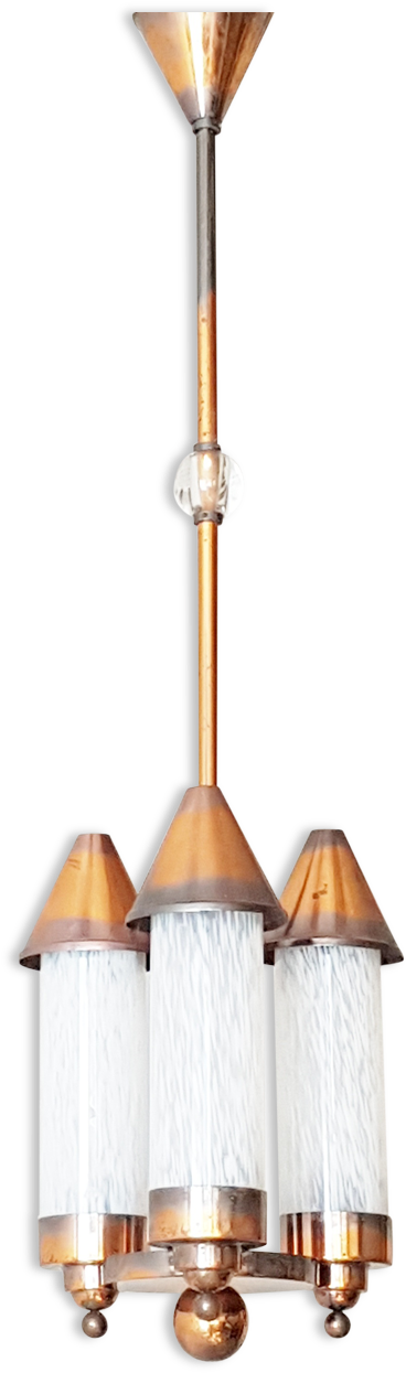 Art Deco Brass Chandelier And Glass - Ceiling Fixture Clipart (1457x1457), Png Download