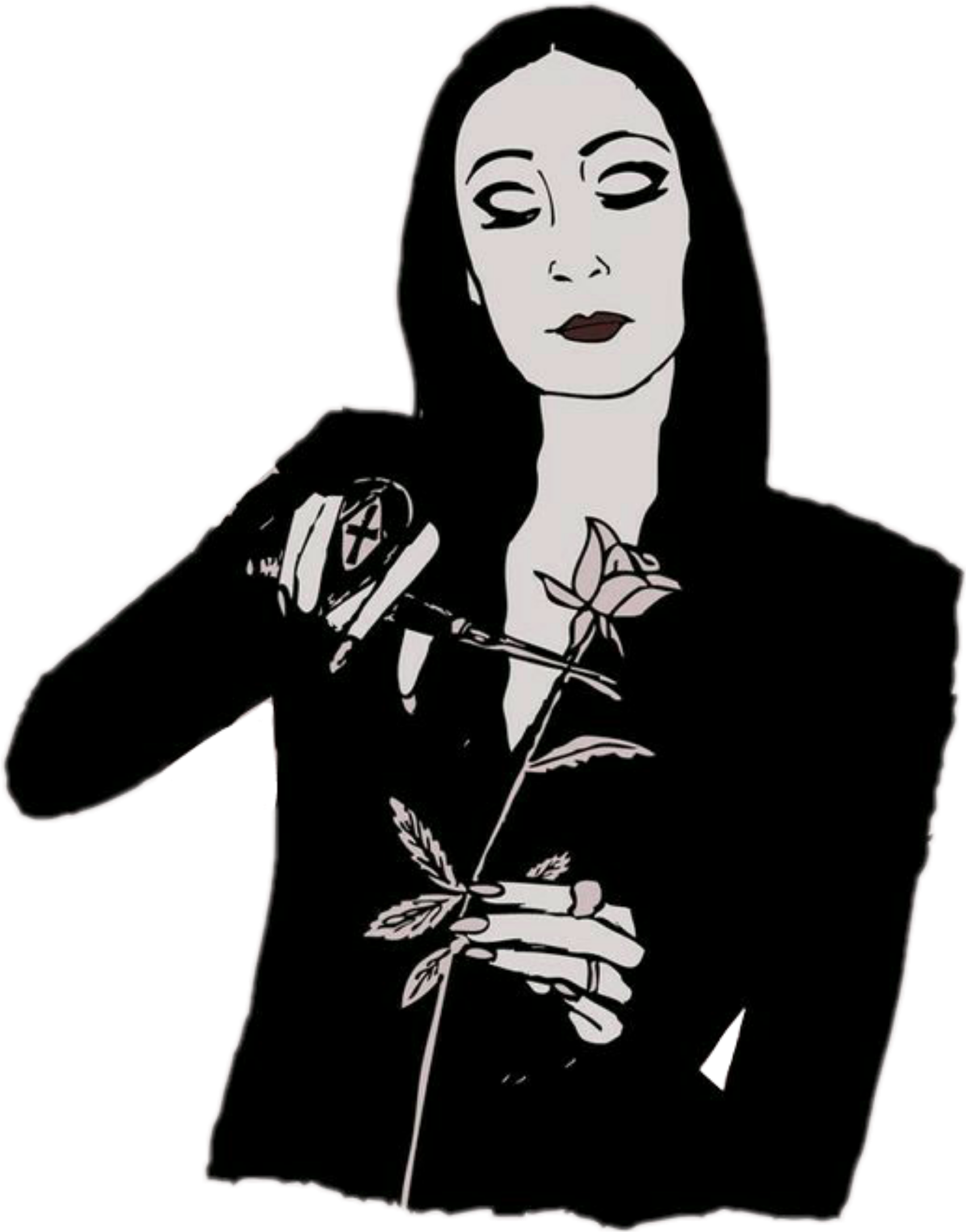 Morticia Sticker - Morticia Addams Illustration Clipart (2289x2289), Png Download