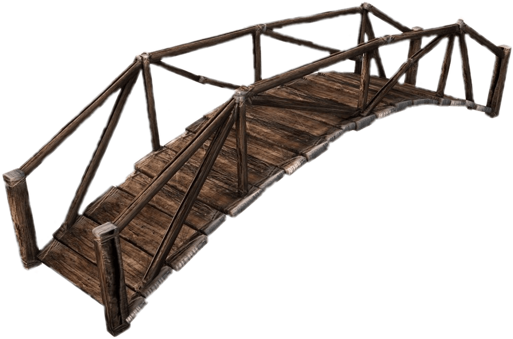 Curved Plank Bridge - Bridge 3d Model Free Clipart (1440x900), Png Download